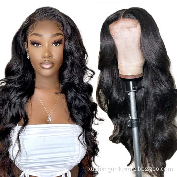 Uniky Wholesale Brazilian Virgin Hair 4*4 360 Body Wave transparent 13*6 13*4 Lace Front Human Hair Wigs for Black Woman